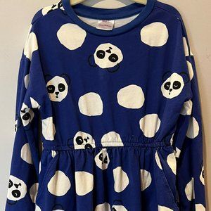 NEVER WORN Hanna Andersson Dress Girls Blue Panda Polka Dot Size 110 5